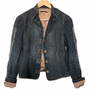 jean jacket with cloth sleeves